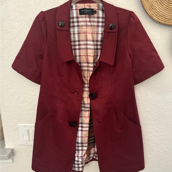 Biyuzhu short-sleeved jacket with a plaid lining size Large - Picture 3 of 5